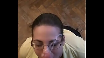 Teen'S Nerdy Face Covered In Hot Cum After Oral Sex