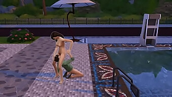 A Young Man Passionately Enjoys Sex With A Sexy Maid By The Pool