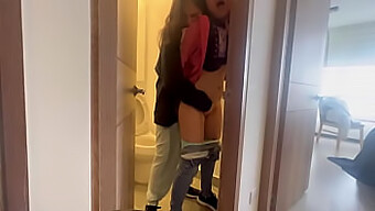 Lesbian Lovers Indulge In Homemade Sex And Kissing In The Bathroom