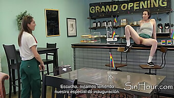 Small Teen Gets Dominated In Lesbian Cafe