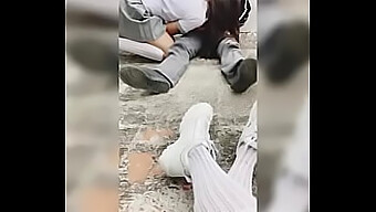 Public Threesome With College Students: Petite Girl Films Her Friend Giving Oral To A Guy, And They All Have Sex