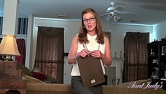 Isabella, A 43-Year-Old Brunette With A Natural Hairy Pussy, Becomes Your New Secretary At Auntjudys.