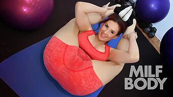 Fitness Instructor Mounts Exercise Ball For Bdsm Play With Toy